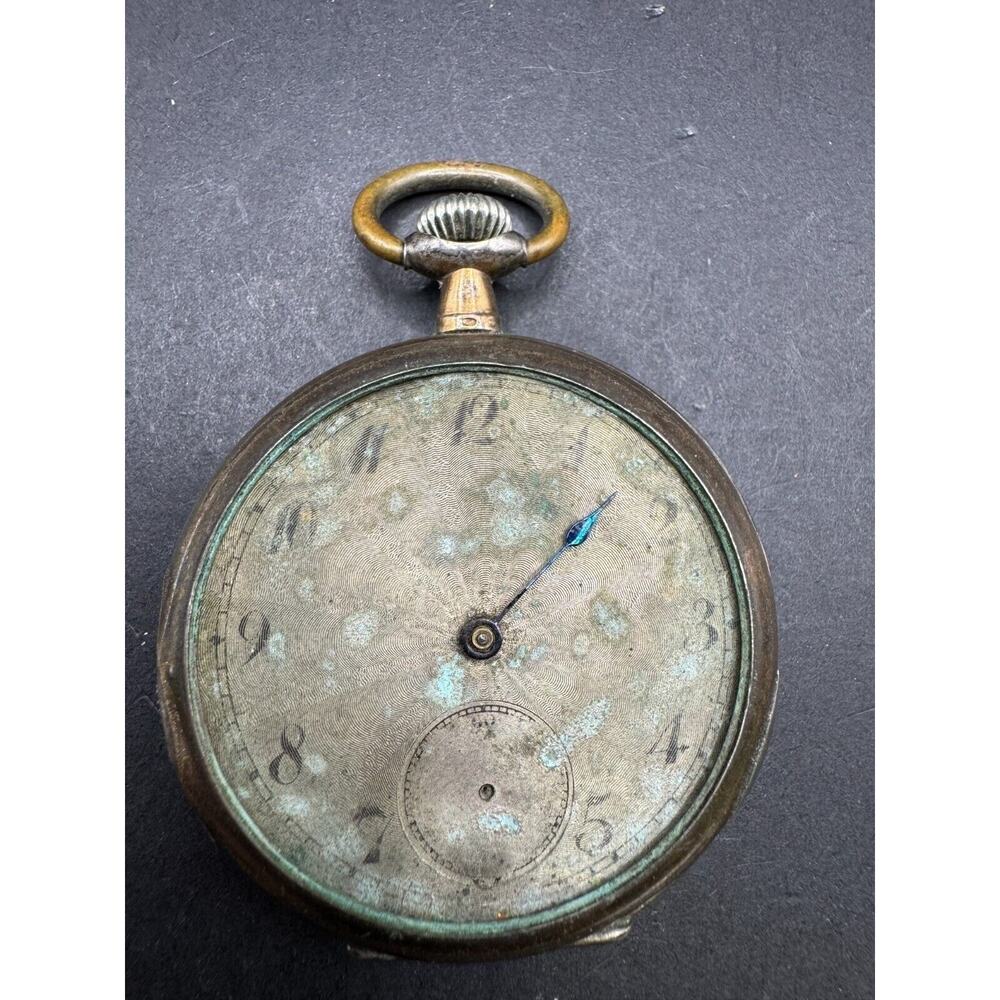 Remontoir Ancre De Precision Brass Pocket Watch White Dial Missing Glass